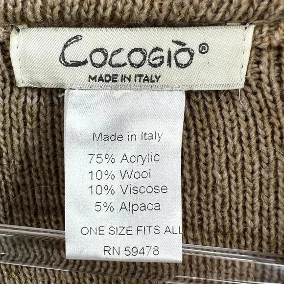Cocogio Made In Italy Alpaca Wool Blend Button Up Cardigan Shrug Poncho Sweater - Picture 12 of 16